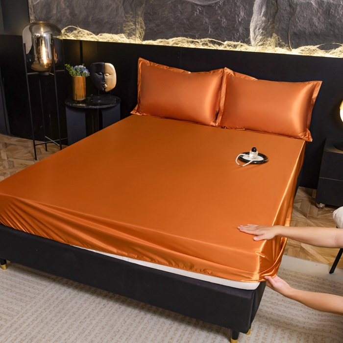 91家纺网 家纺一手货源 找家纺 梦舒羽2025新款防水冰丝纯色床笠凉爽柔顺床垫保护罩 防水冰丝床笠-咖啡