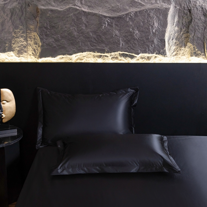 91家纺网 家纺一手货源 找家纺 梦舒羽2025新款防水冰丝纯色床笠凉爽柔顺床垫保护罩 防水款-尊贵黑