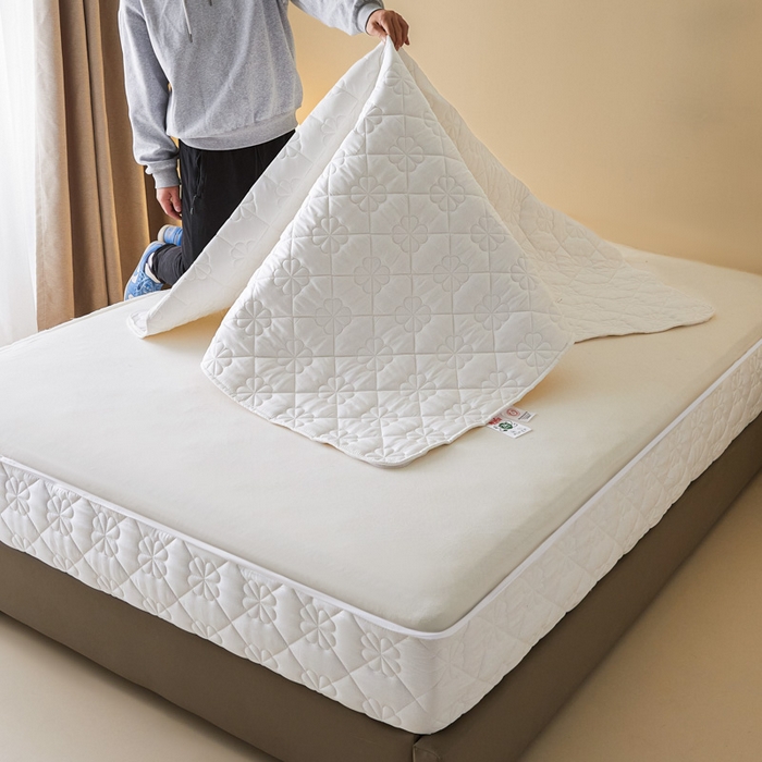 91家纺网 家纺一手货源 找家纺 鑫钰2025新款纯棉全棉六面全包床笠 桃花-全包床笠-白色