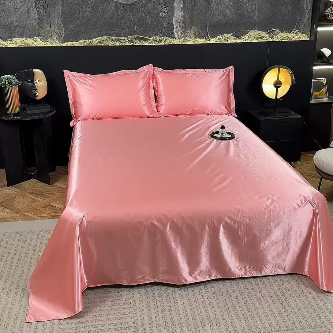 91家纺网 家纺一手货源 找家纺 梦舒羽 2025新款防水冰丝纯色床单凉爽柔顺宿舍双人床单 防水冰丝床单-玉色