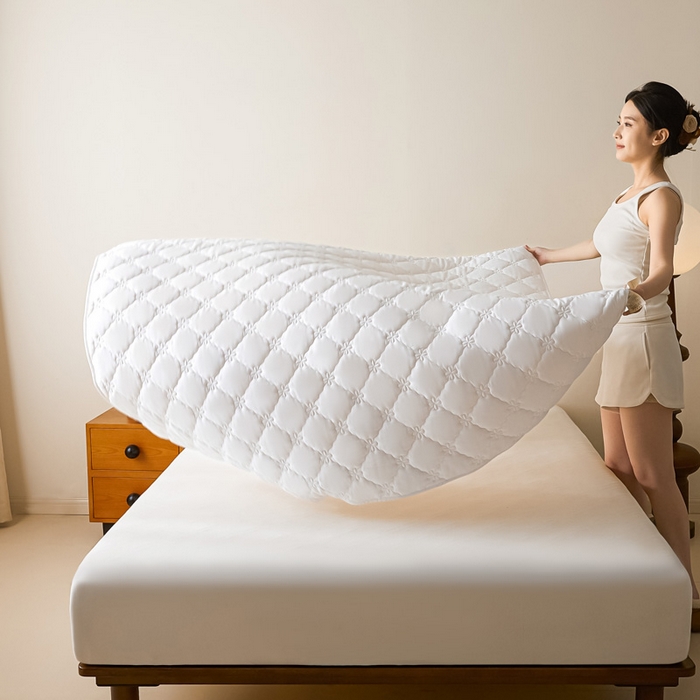 91家纺网 家纺一手货源 找家纺 鑫钰2025新款防水纯棉全棉夹棉床笠--四叶草白墙 四叶草-白