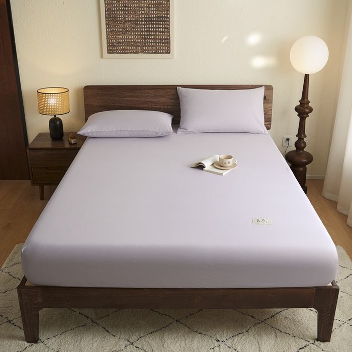 91家纺网 家纺一手货源 找家纺 鑫钰2025新款纯棉全棉老粗布床笠--LP纯色系列 黛紫