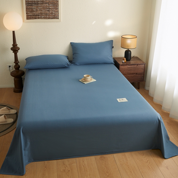 91家纺网 家纺一手货源 找家纺 鑫钰2025新款纯棉全棉老粗布床单--LP纯色系列 宝蓝