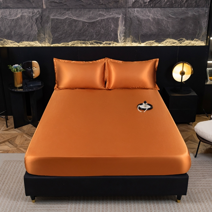 91家纺网 家纺一手货源 找家纺 梦舒羽2025新款防水冰丝纯色床笠凉爽柔顺床垫保护罩 防水冰丝床笠-咖啡