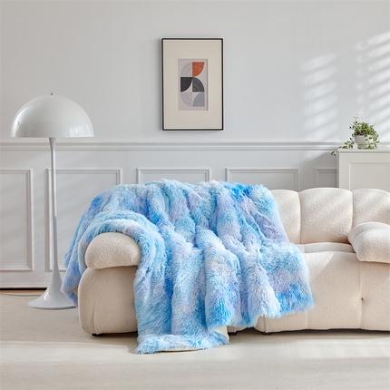 温宁2025新款跨境外贸专供冰激凌长毛毯 冰淇淋-炫蓝