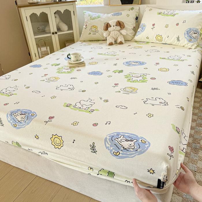 91家纺网 家纺一手货源 找家纺 鑫钰 2025新款纯棉老粗布单床笠-卡通系列 米多