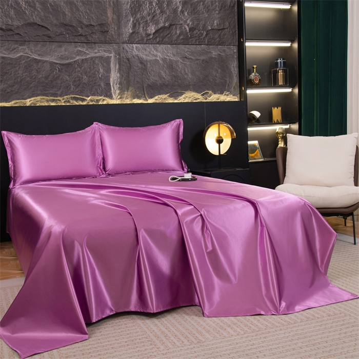 91家纺网 家纺一手货源 找家纺 梦舒羽 2025新款防水冰丝纯色床单凉爽柔顺宿舍双人床单 防水冰丝床单-豆沙色