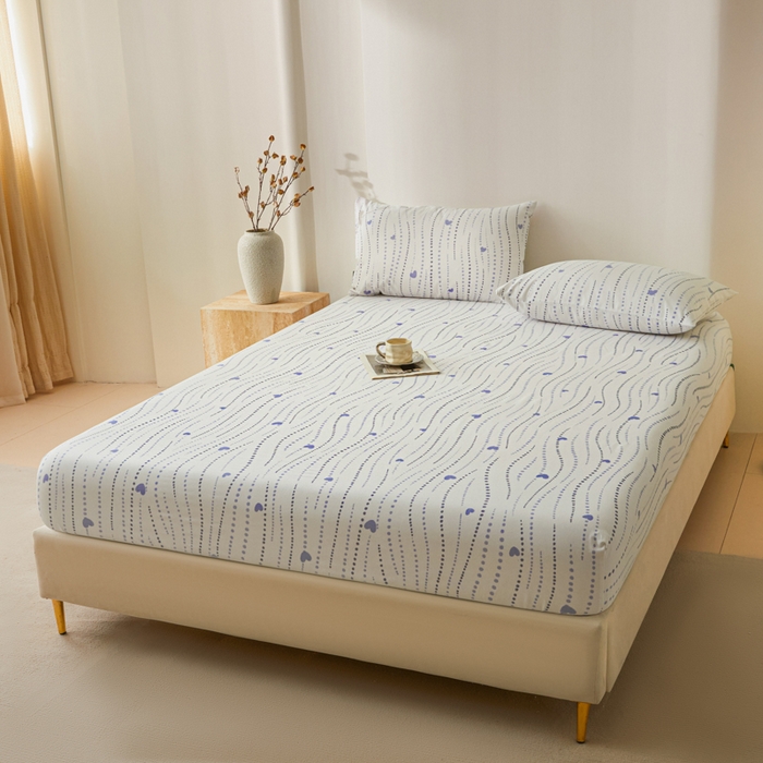 91家纺网 家纺一手货源 找家纺 鑫钰2025新款纯棉全棉老粗布床笠--北欧风 流心岁月（灰）