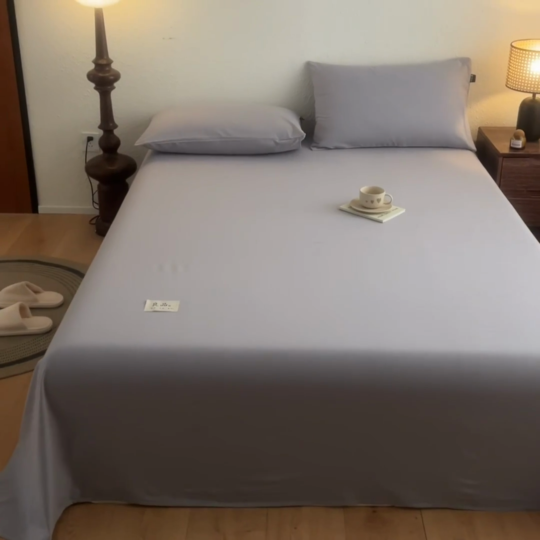 91家纺网 家纺一手货源 找家纺 鑫钰2025新款纯棉全棉老粗布床单--LP纯色系列 烟灰