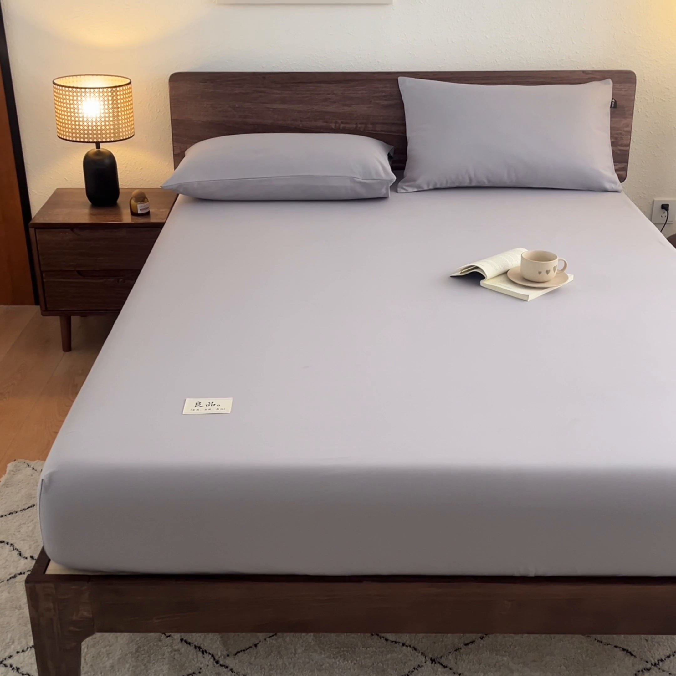 91家纺网 家纺一手货源 找家纺 鑫钰2025新款纯棉全棉老粗布床笠--LP纯色系列 烟灰