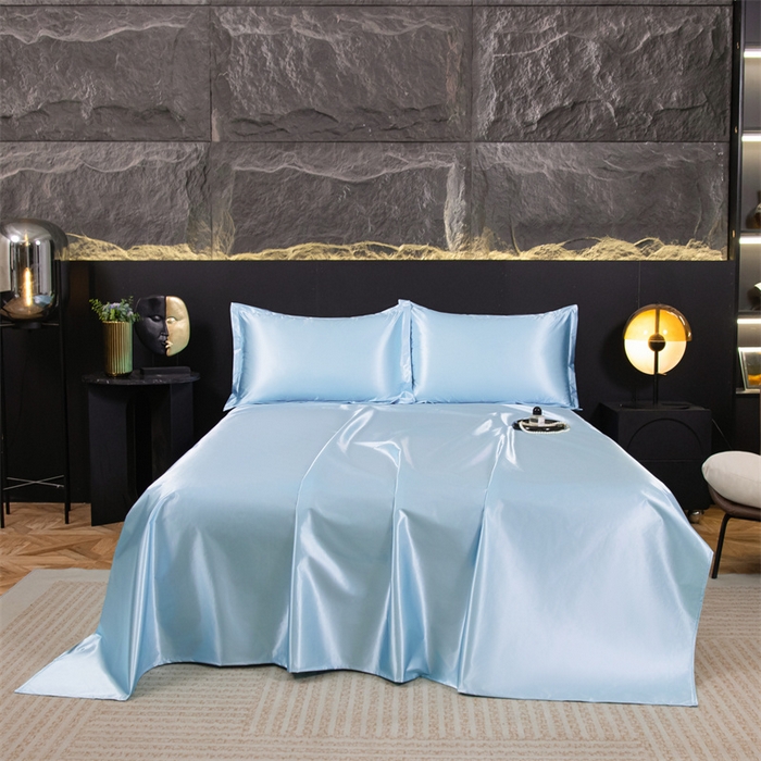 91家纺网 家纺一手货源 找家纺 （总）梦舒羽 2025新款防水冰丝纯色床单凉爽柔顺宿舍双人床单