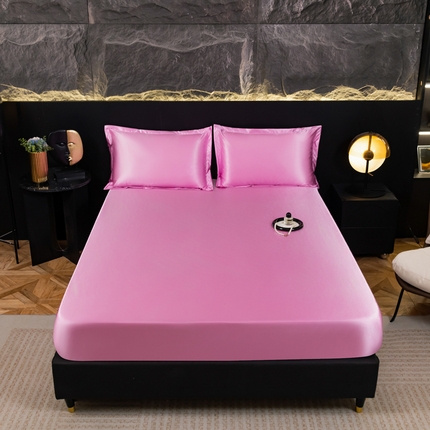 91家纺网 家纺一手货源 找家纺 梦舒羽2025新款防水冰丝纯色床笠凉爽柔顺床垫保护罩 防水冰丝床笠-粉色