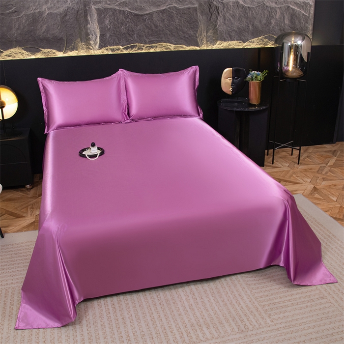 91家纺网 家纺一手货源 找家纺 梦舒羽 2025新款防水冰丝纯色床单凉爽柔顺宿舍双人床单 防水冰丝床单-豆沙色