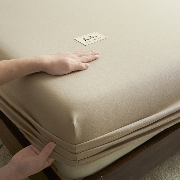 91家纺网 家纺一手货源 找家纺 鑫钰2025新款纯棉全棉老粗布床笠--LP纯色系列 卡其