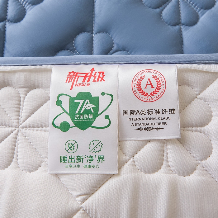 91家纺网 家纺一手货源 找家纺 鑫钰2025新款纯棉全棉六面全包床笠 桃花-全包床笠-湖蓝