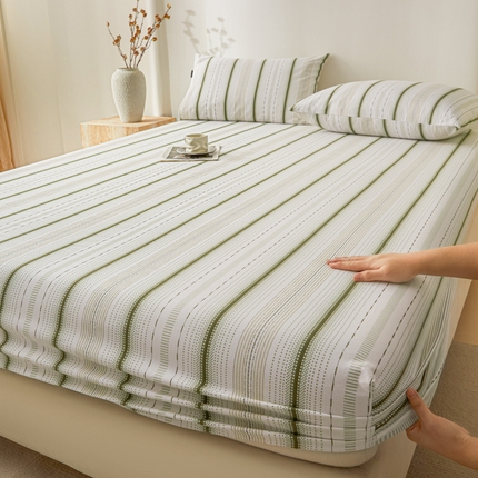 鑫钰2025新款纯棉全棉老粗布床笠--北欧风 莫奈(绿）