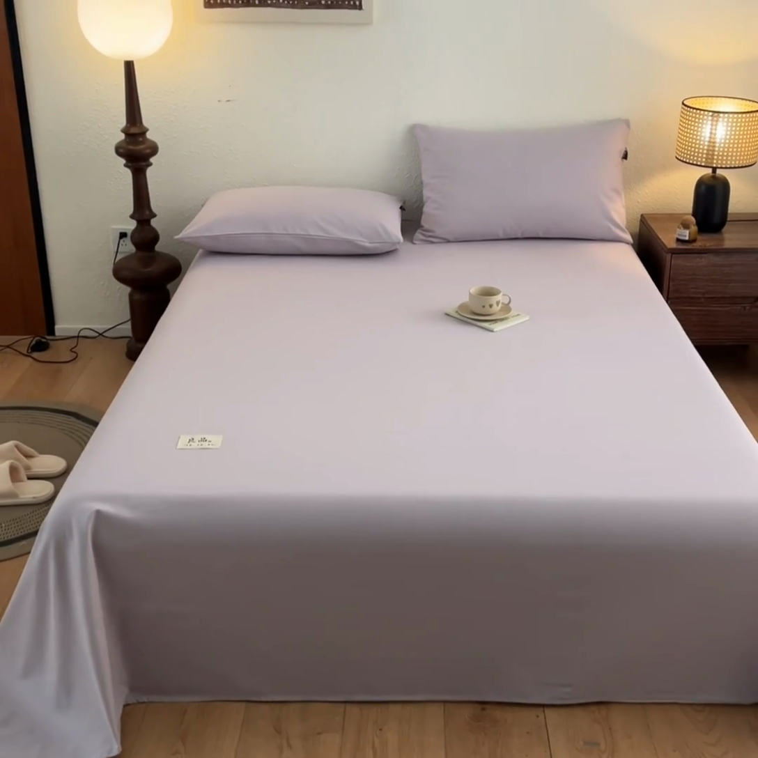 91家纺网 家纺一手货源 找家纺 鑫钰2025新款纯棉全棉老粗布床单--LP纯色系列 黛紫