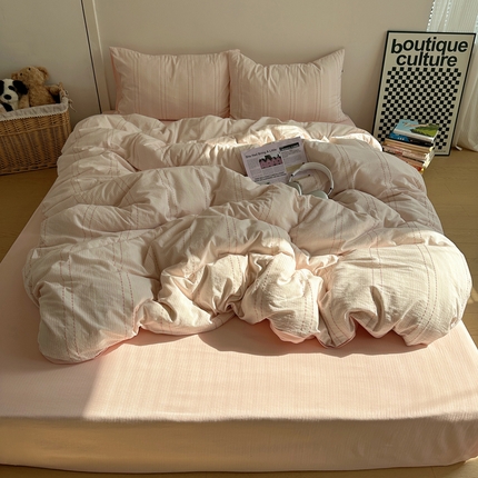 91家纺网 家纺一手货源 找家纺 （总）蜜宿2025新款全棉色织提花四件套-清梦星河系列