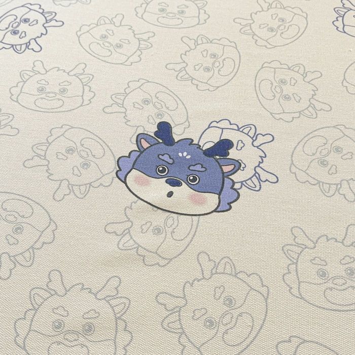 91家纺网 家纺一手货源 找家纺 鑫钰 2025新款纯棉老粗布单床单-卡通系列 势幻龙-蓝