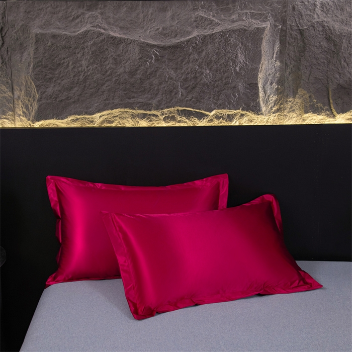 91家纺网 家纺一手货源 找家纺 梦舒羽2025新款防水冰丝纯色单人枕套宿舍枕芯套内胆套 防水冰丝单人枕套-酒红色