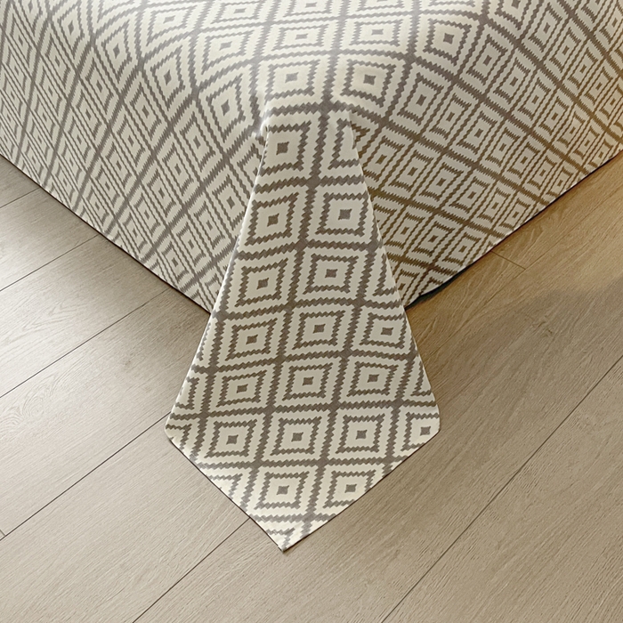 91家纺网 家纺一手货源 找家纺 鑫钰 2025新款老粗布床单床笠系列-格纹系列 菱格灰