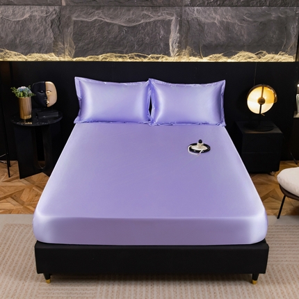 91家纺网 家纺一手货源 找家纺 圣比熊2025新款防水冰丝纯色床笠凉爽柔顺床垫保护罩 防水款-雪青色