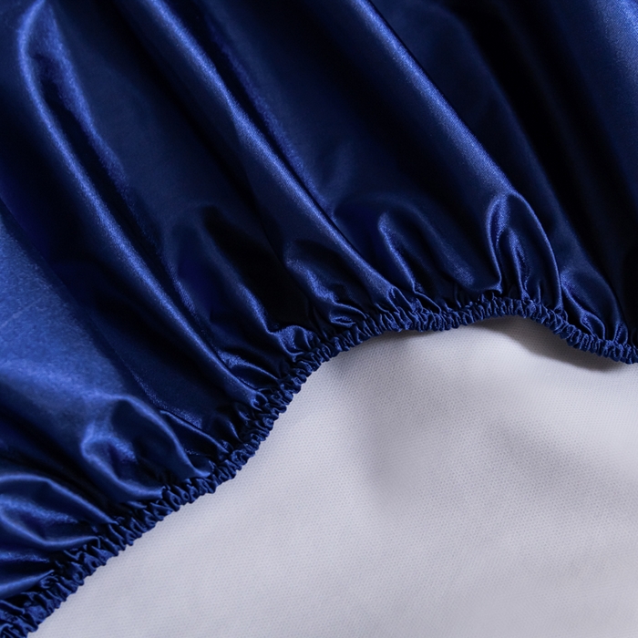 91家纺网 家纺一手货源 找家纺 梦舒羽2025新款防水冰丝纯色床笠凉爽柔顺床垫保护罩 防水冰丝床笠-深海蓝