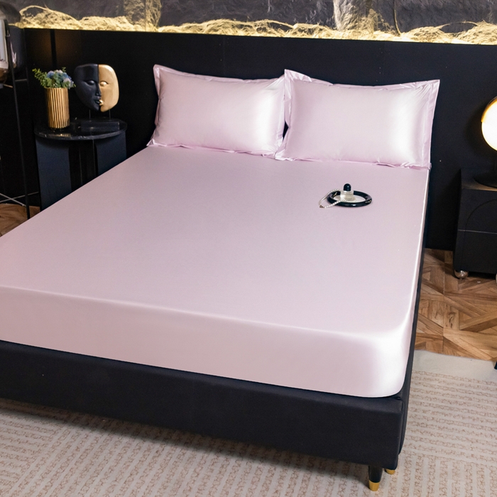 91家纺网 家纺一手货源 找家纺 梦舒羽2025新款防水冰丝纯色床笠凉爽柔顺床垫保护罩 防水冰丝床笠-淡雅玉