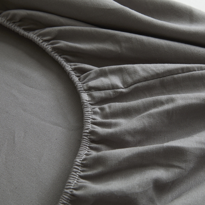 91家纺网 家纺一手货源 找家纺 鑫钰2025新款纯棉全棉老粗布床笠--LP纯色系列 深灰