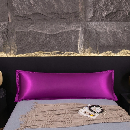 91家纺网 家纺一手货源 找家纺 梦舒羽2025新款防水冰丝纯色双人枕套情侣1.8m枕芯套内胆套 防水冰丝双人枕套-魅惑紫