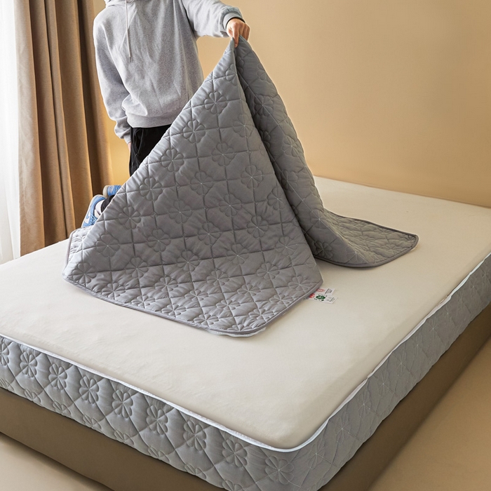 91家纺网 家纺一手货源 找家纺 鑫钰2025新款纯棉全棉六面全包床笠 桃花-全包床笠-灰色