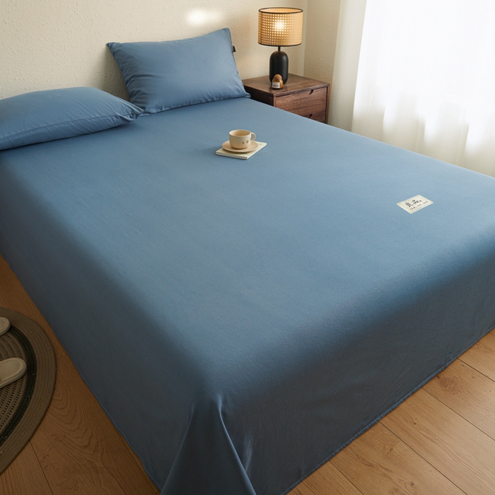 91家纺网 家纺一手货源 找家纺 鑫钰2025新款纯棉全棉老粗布床单--LP纯色系列 宝蓝