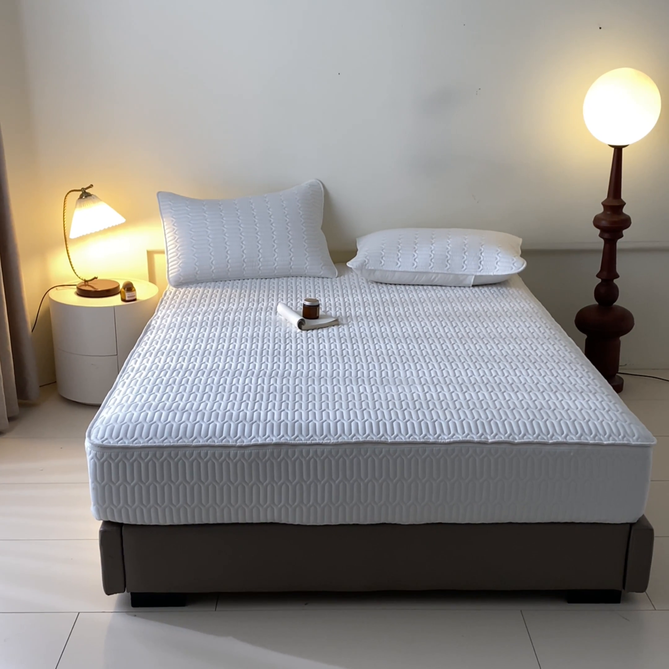 91家纺网 家纺一手货源 找家纺 鑫钰2025新款纯棉全棉六面全包床笠 经典款-全包床笠-白色