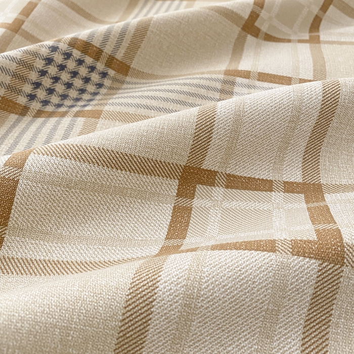 91家纺网 家纺一手货源 找家纺 鑫钰 2025新款老粗布床单床笠系列-格纹系列 格韵咖