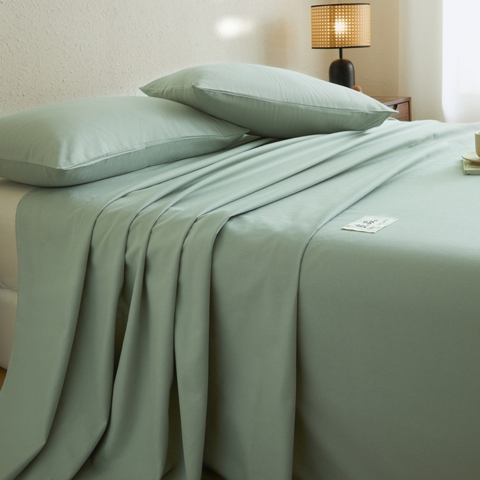 91家纺网 家纺一手货源 找家纺 鑫钰2025新款纯棉全棉老粗布床单--LP纯色系列 川青