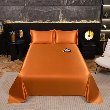 梦舒羽 2025新款防水冰丝纯色床单凉爽柔顺宿舍双人床单 防水冰丝床单-咖啡