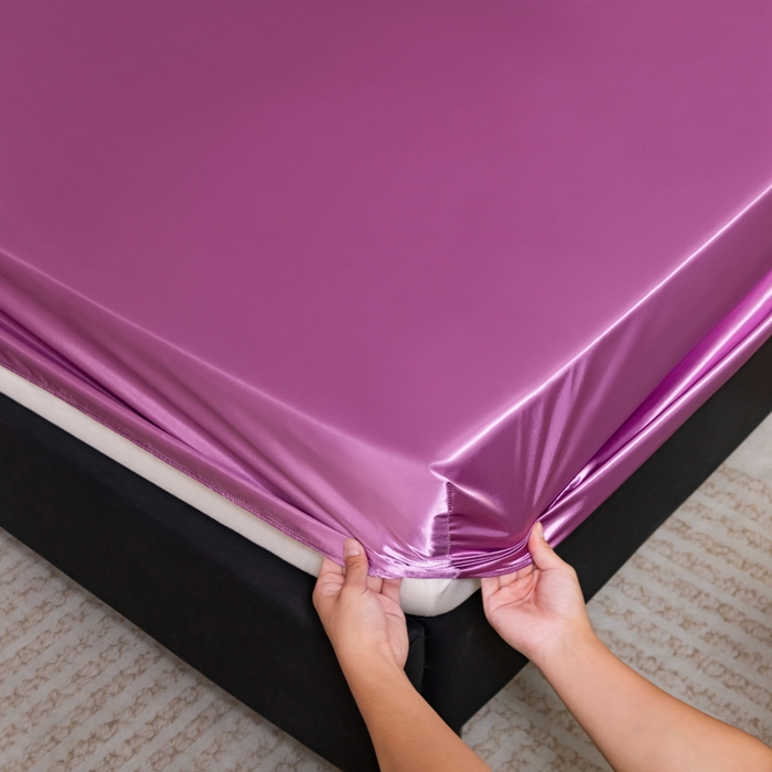 91家纺网 家纺一手货源 找家纺 梦舒羽2025新款防水冰丝纯色床笠凉爽柔顺床垫保护罩 防水冰丝床笠-豆沙色