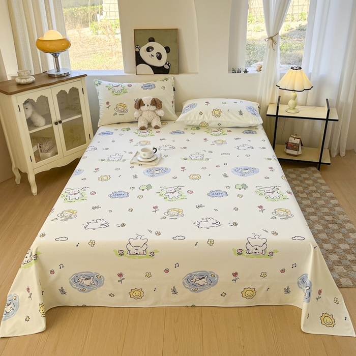 91家纺网 家纺一手货源 找家纺 鑫钰 2025新款纯棉老粗布单床单-卡通系列 米多