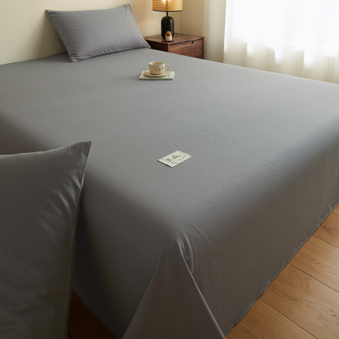 91家纺网 家纺一手货源 找家纺 鑫钰2025新款纯棉全棉老粗布床单--LP纯色系列 深灰