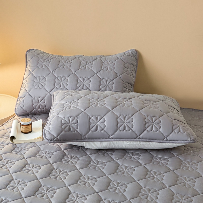 91家纺网 家纺一手货源 找家纺 鑫钰2025新款纯棉全棉六面全包床笠 桃花-全包床笠-灰色