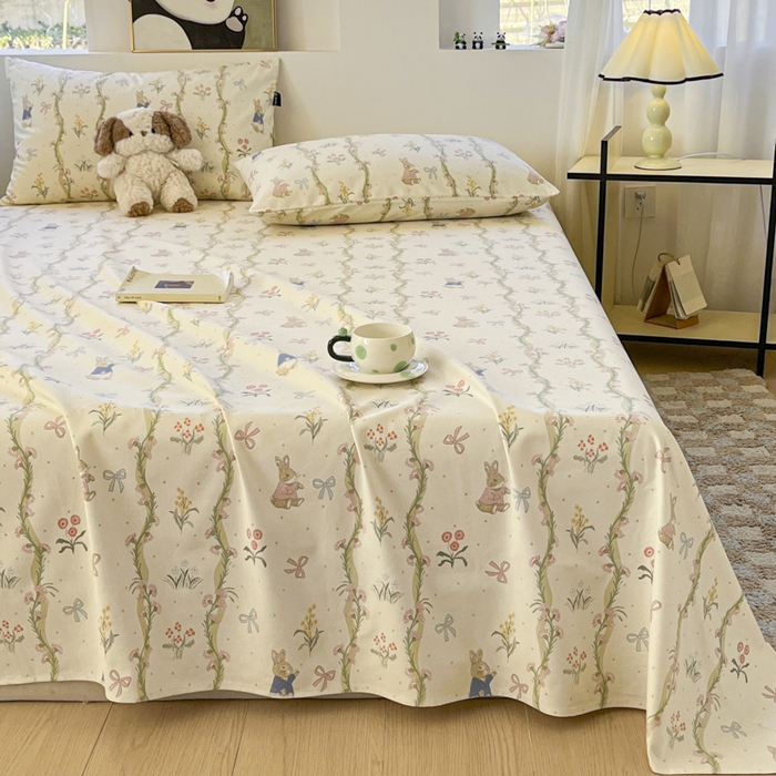 91家纺网 家纺一手货源 找家纺 鑫钰 2025新款纯棉老粗布单床单-卡通系列 蔓藤免