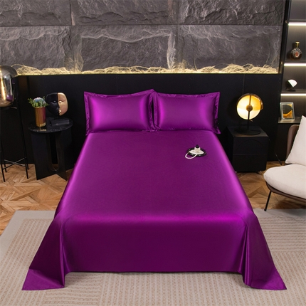 圣比熊2025新款防水冰丝纯色床单凉爽柔顺宿舍双人床单 防水款-魅惑紫