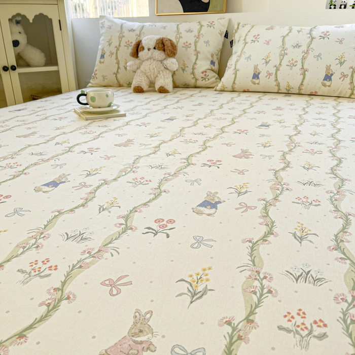 91家纺网 家纺一手货源 找家纺 鑫钰 2025新款纯棉老粗布单床笠-卡通系列 蔓藤免