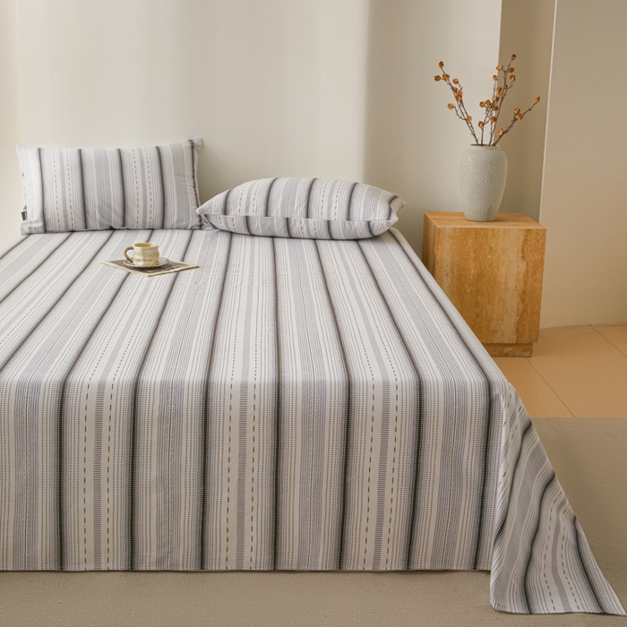 91家纺网 家纺一手货源 找家纺 鑫钰2025新款纯棉全棉老粗布床单--北欧风 莫奈（灰）