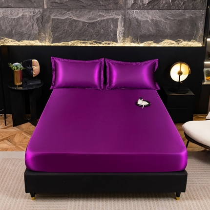 梦舒羽2025新款防水冰丝纯色床笠凉爽柔顺床垫保护罩 防水冰丝床笠-魅惑紫