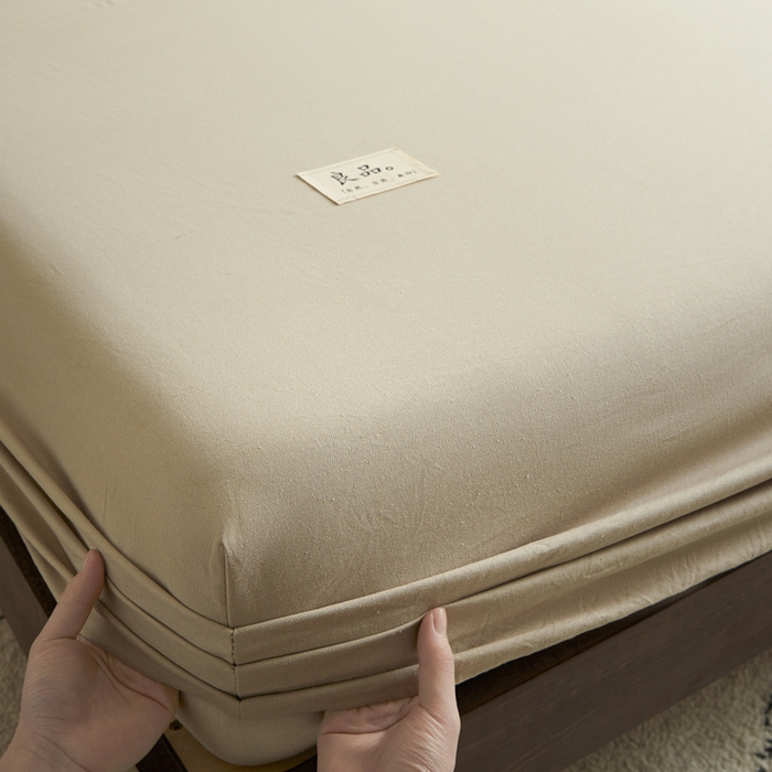 91家纺网 家纺一手货源 找家纺 鑫钰2025新款纯棉全棉老粗布床笠--LP纯色系列 卡其