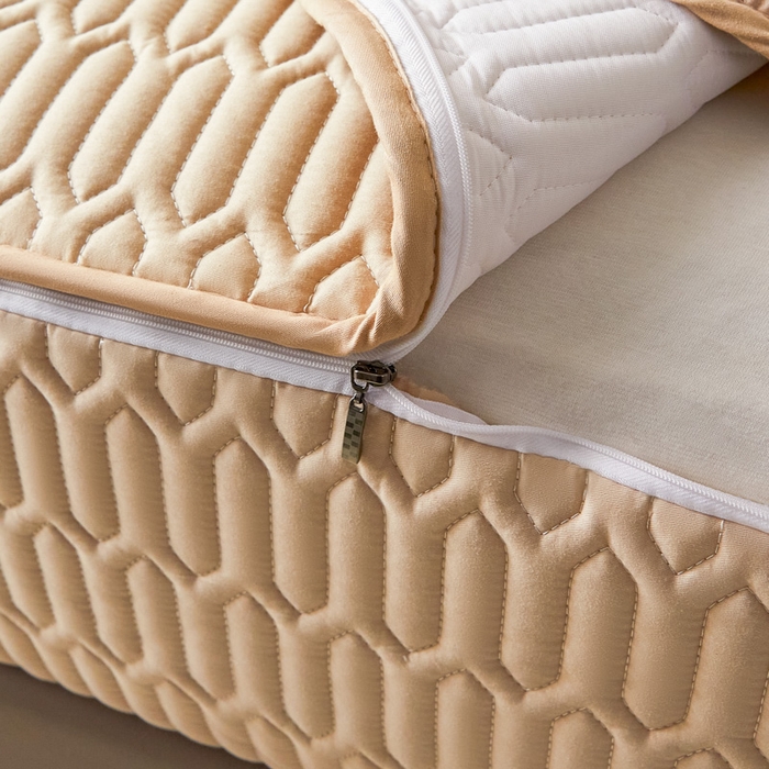 91家纺网 家纺一手货源 找家纺 鑫钰2025新款纯棉全棉六面全包床笠 经典款-全包床笠-卡其