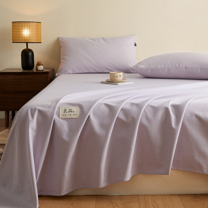 91家纺网 家纺一手货源 找家纺 鑫钰2025新款纯棉全棉老粗布床单--LP纯色系列 黛紫