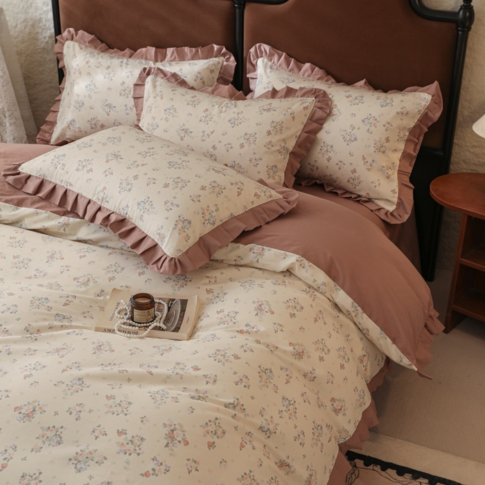 91家纺网 家纺一手货源 找家纺 （总）简宜2025新款荷叶双层纯棉边四件套