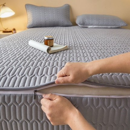 鑫钰2025新款纯棉全棉六面全包床笠 经典款-全包床笠-灰色